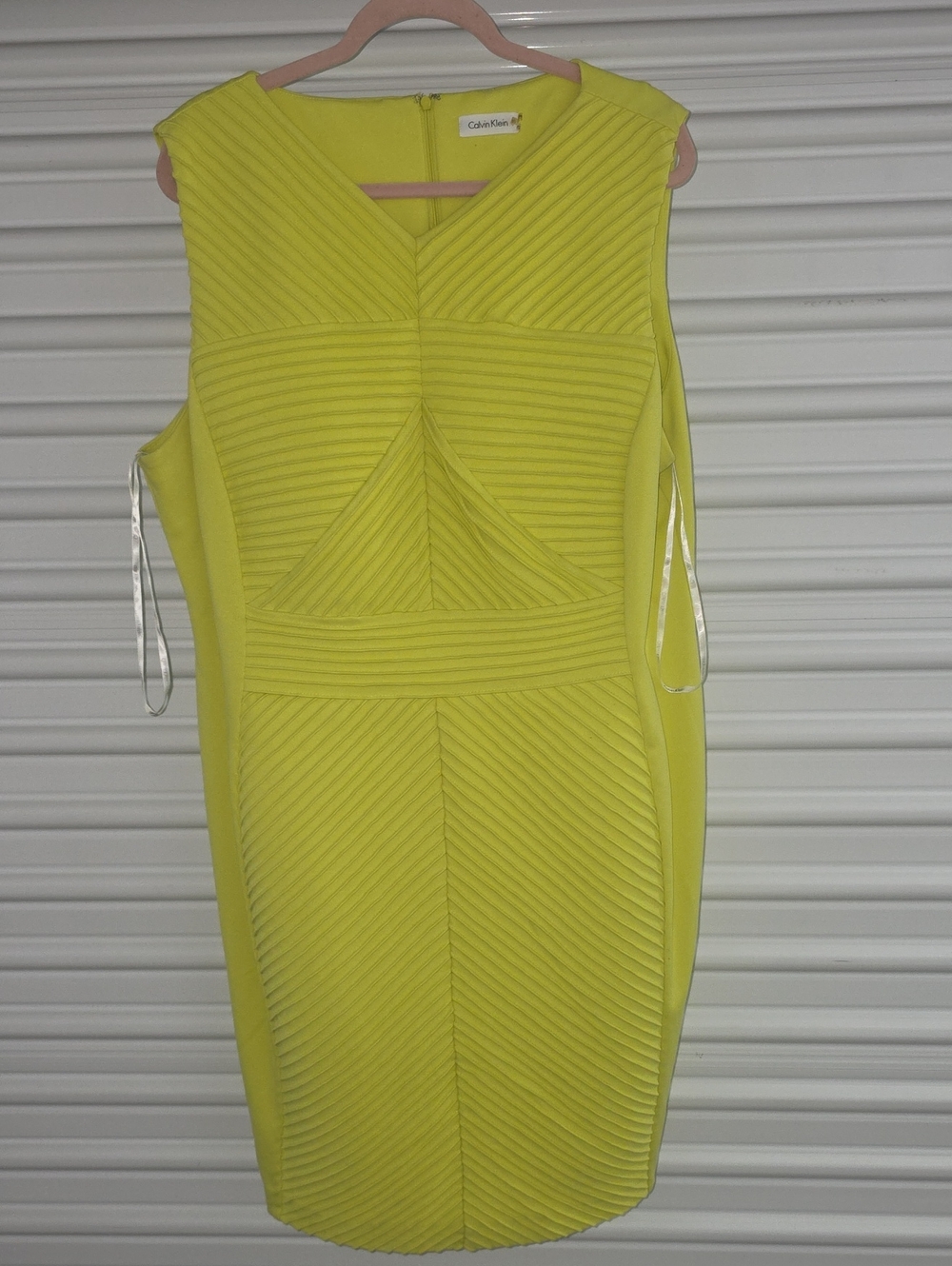Calvin Klein Bright Yellow Textured Sheath Dress
